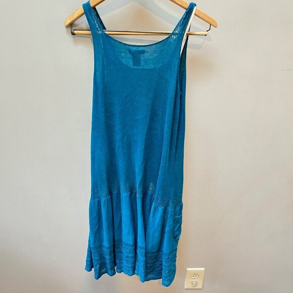 Sundance S Blue Sleeveless Knit Dress‎ With Pockets 95% Linen & 5% Cotton Shell - Picture 6 of 6